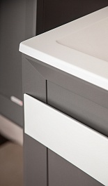 Бриклаер Мебель для ванной Берлин 70 оникс серый с белой ручкой – фотография-10